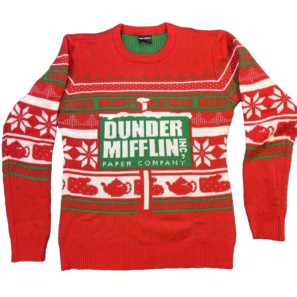 The Office Dunder Mifflin Paper Company Med‎ Y2k Unisex Ugly Chritsmas Sweater